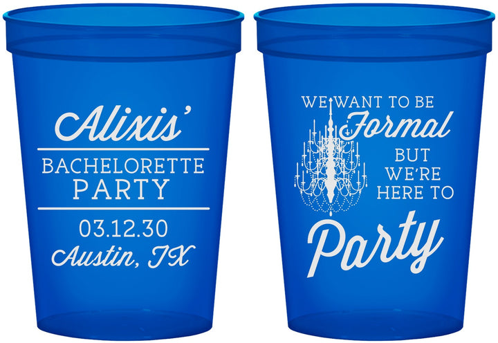 Custom Bachelorette 16 oz Translucent Cups - Formal Party | 60145