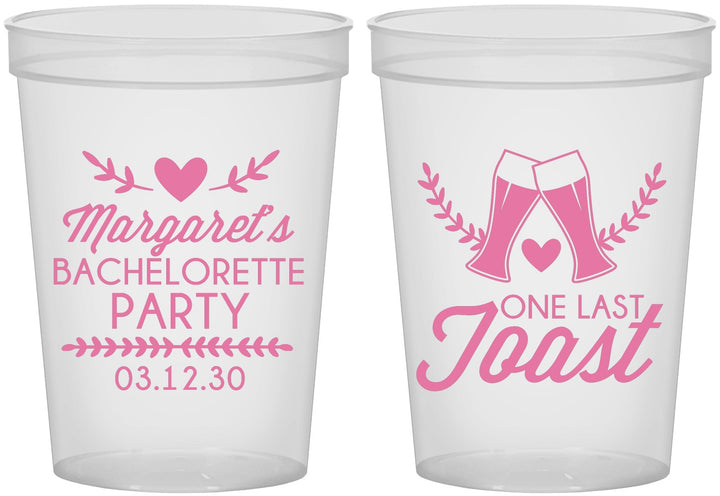 Custom Bachelorette 16 oz Translucent Cups - One Last Toast | 60147