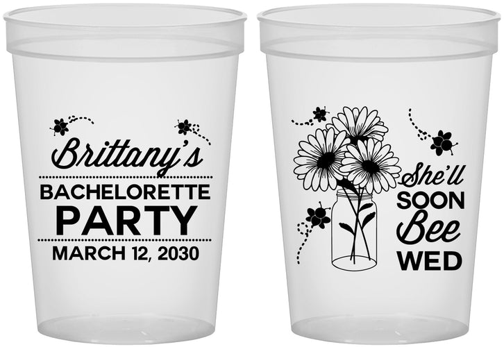 Custom Bachelorette 16 oz Translucent Cups - She Will Soon Bee Wed | 60151