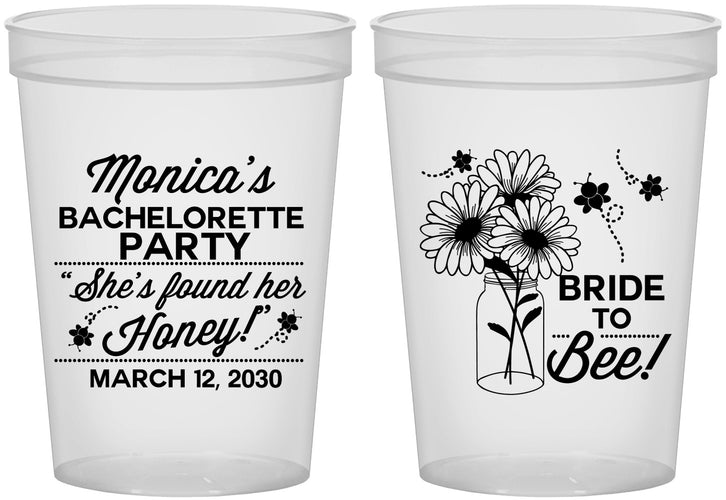 Custom Bachelorette 16 oz Translucent Cups - Bride To Bee | 60152