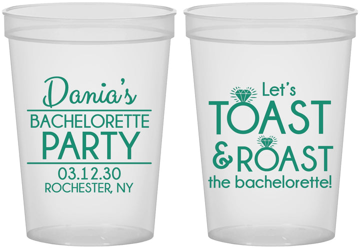 Custom Bachelorette 16 oz Translucent Cups - Toast And Roast | 60153
