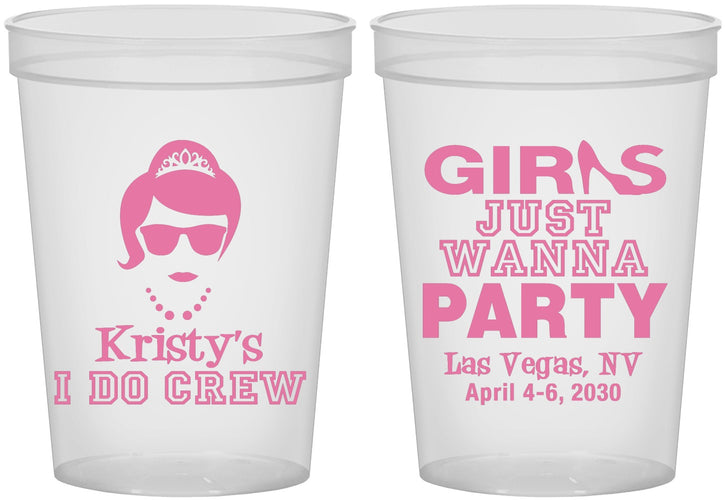Custom Bachelorette 16 oz Translucent Cups - Girls Just Wanna Party | 60158