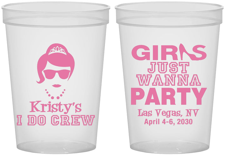 Custom Bachelorette 16 oz Translucent Cups - Girls Just Wanna Party | 60158