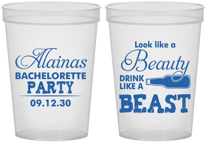 Custom Bachelorette 16 oz Translucent Cups - Beauty Beast | 60161