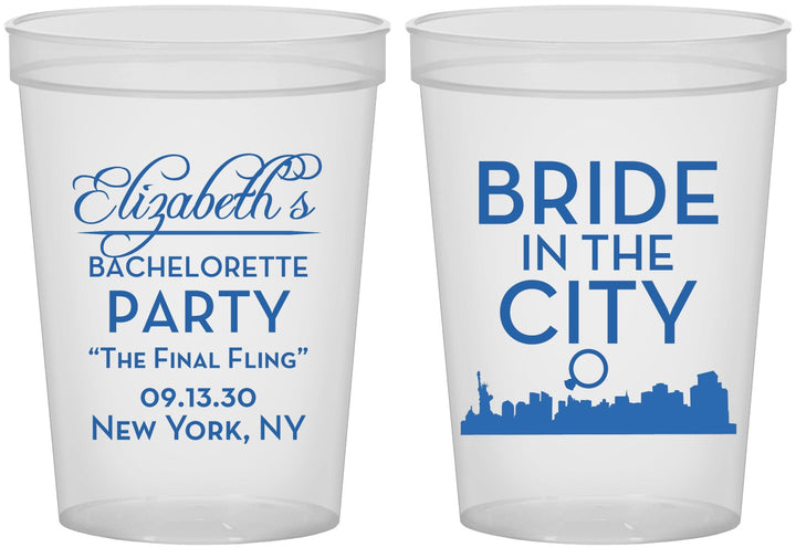 Custom Bachelorette 16 oz Translucent Cups - New York | 60162