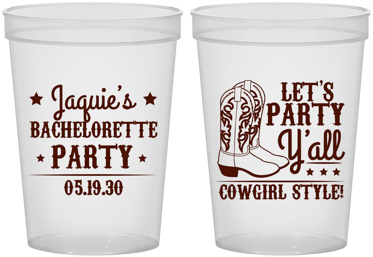 Custom Bachelorette 16 oz Translucent Cups - Cowgirl Boots | 60163