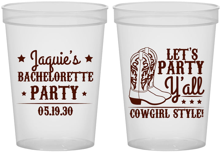 Custom Bachelorette 16 oz Translucent Cups - Cowgirl Boots | 60163
