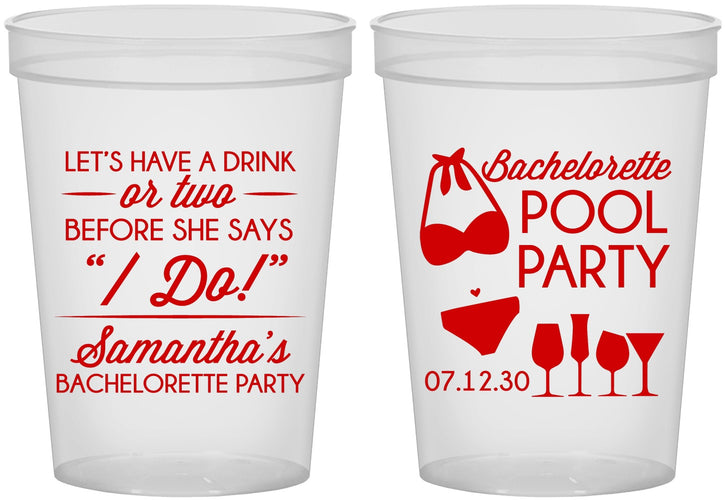 Custom Bachelorette 16 oz Translucent Cups - Pool Party | 60167