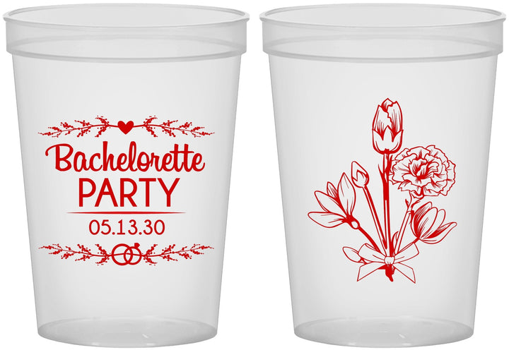 Custom Bachelorette 16 oz Translucent Cups - Flowers | 60174