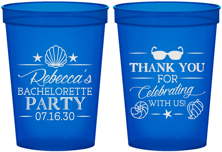 Custom Bachelorette 16 oz Translucent Cups - Beach | 60177