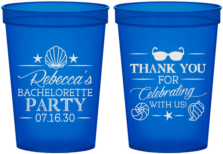 Custom Bachelorette 16 oz Translucent Cups - Beach | 60177