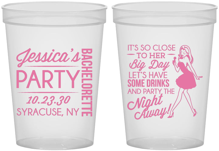 Custom Bachelorette 16 oz Translucent Cups - Drink The Night Away | 60182