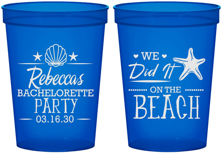 Custom Bachelorette 16 oz Translucent Cups - Beach | 60183
