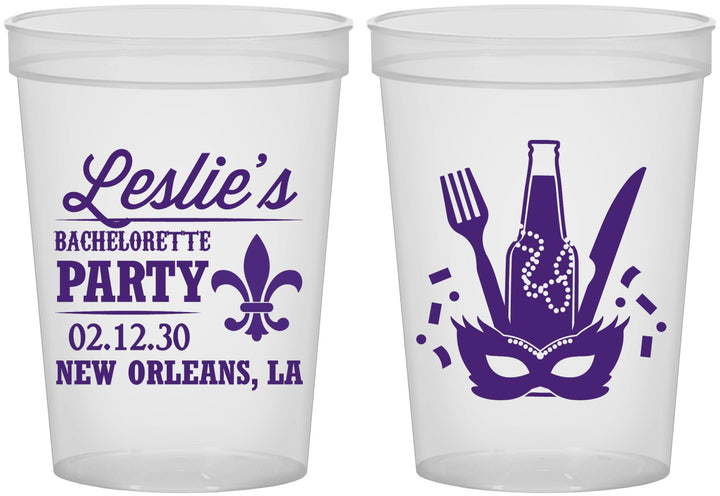 Custom Bachelorette 16 oz Translucent Cups - Mardi Gras | 60185