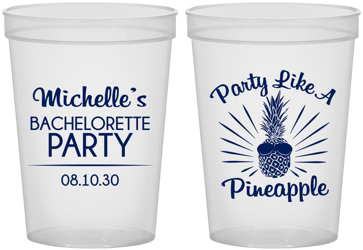 Custom Bachelorette 16 oz Translucent Cups - Party Like A Pineapple | 60193