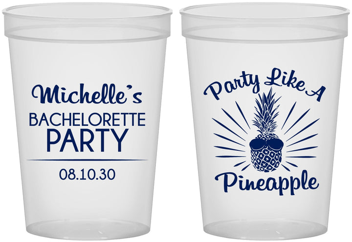 Custom Bachelorette 16 oz Translucent Cups - Party Like A Pineapple | 60193