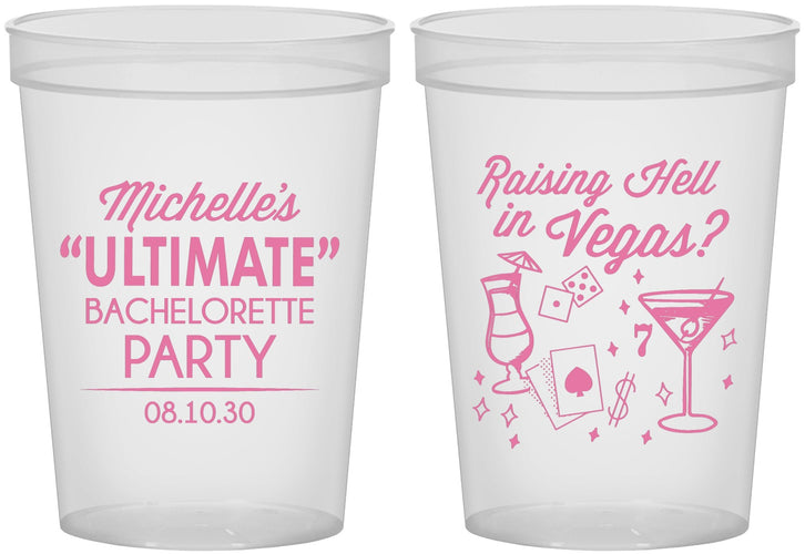 Custom Bachelorette 16 oz Translucent Cups - Raising Hell In Vegas | 60196