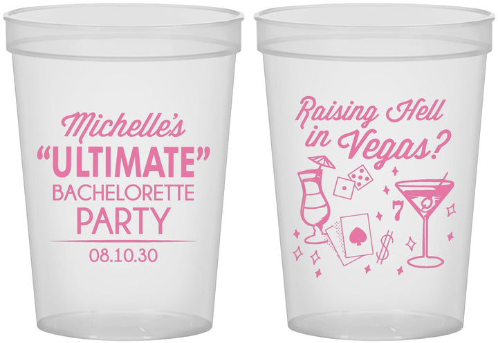 Custom Bachelorette 16 oz Translucent Cups - Raising Hell In Vegas | 60196