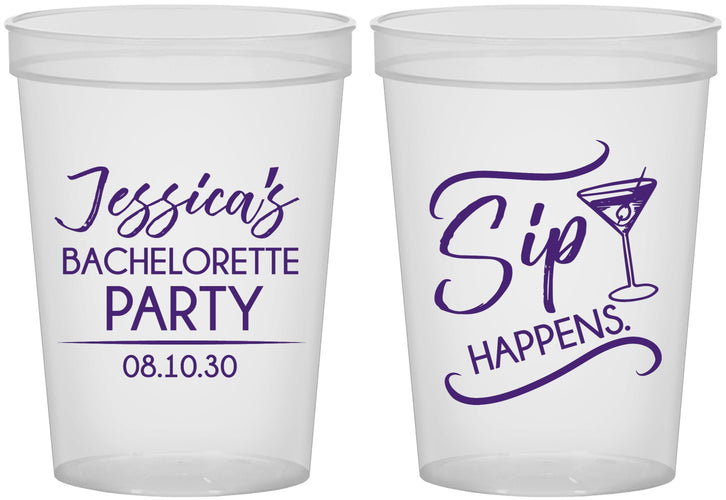 Custom Bachelorette 16 oz Translucent Cups - Sip Happens | 60197