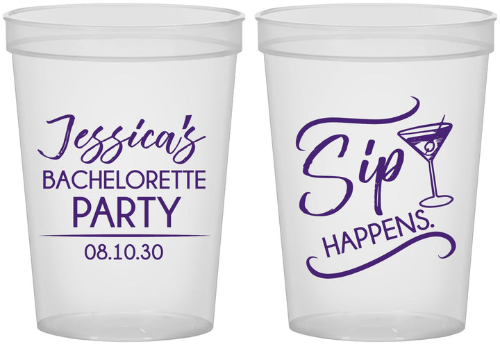 Custom Bachelorette 16 oz Translucent Cups - Sip Happens | 60197