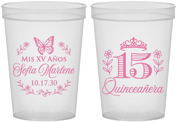 Custom Quinceanera 16 oz Translucent Cups - Mis Quince Anos | 70007