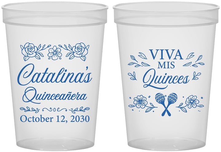 Custom Quinceanera 16 oz Translucent Cups - Viva Mis Quinces | 70009