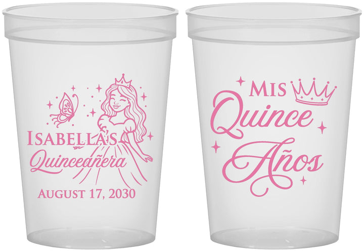 Custom Quinceanera 16 oz Translucent Cups - Mis Quince Anos | 70012