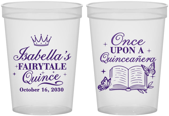 Custom Quinceanera 16 oz Translucent Cups - Once Upon A Quince | 70013