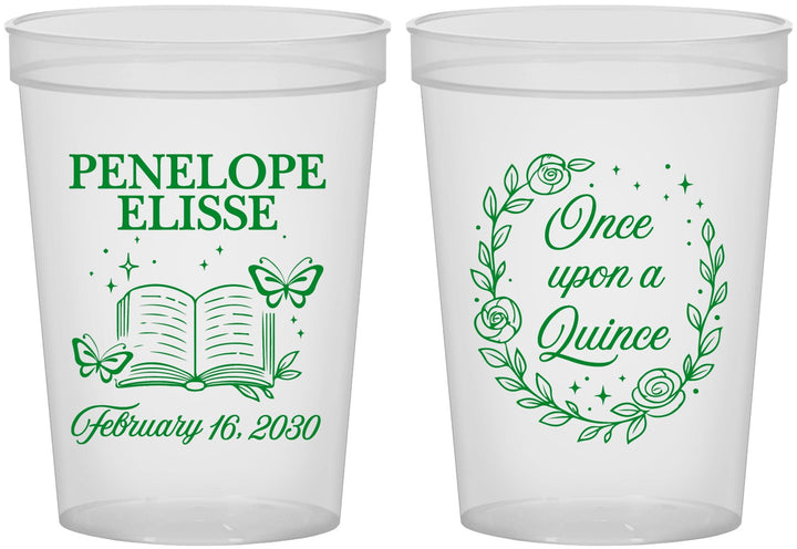 Custom Quinceanera 16 oz Translucent Cups - Once Upon A Quince | 70014