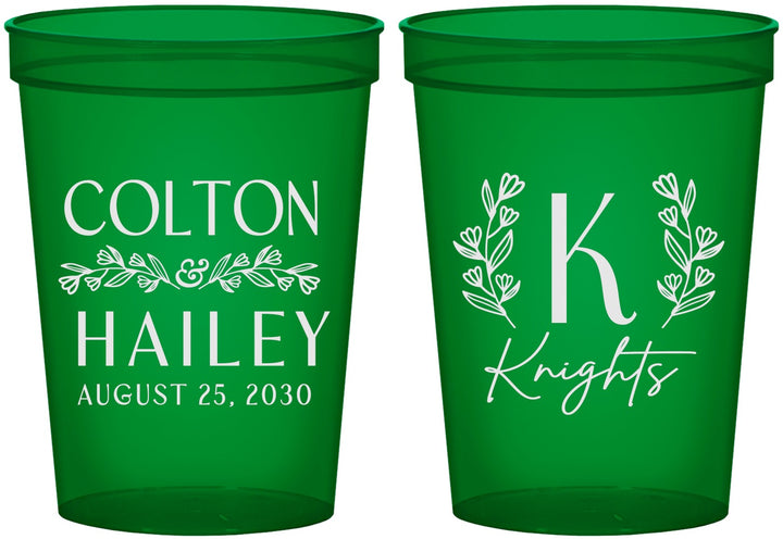 Custom Wedding 16 oz Translucent Cups - Monogram | 800