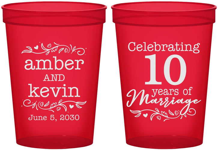 Custom Anniversary 16 oz Translucent Cups - 10 Years Of Marriage | 80000