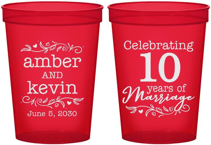 Custom Anniversary 16 oz Translucent Cups - 10 Years Of Marriage | 80000