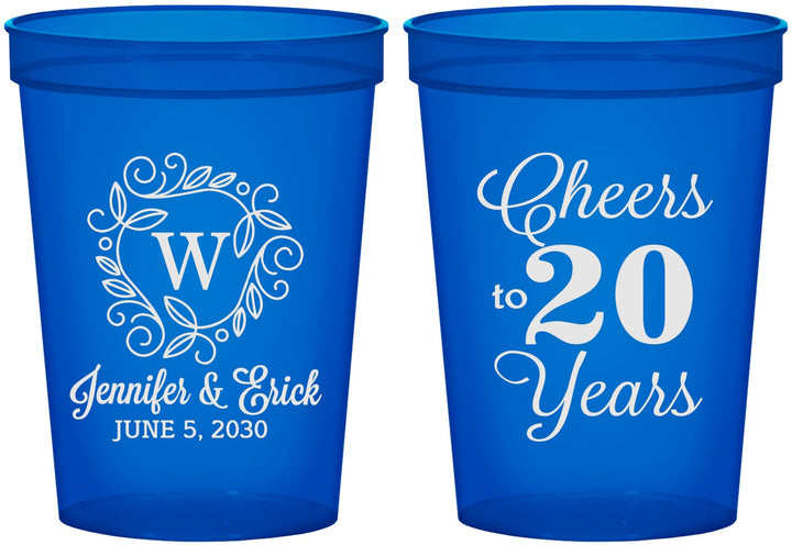 Custom Anniversary 16 oz Translucent Cups - Cheers To 20 Years | 80001