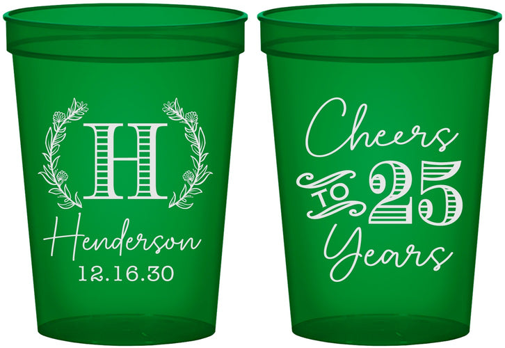 Custom Anniversary 16 oz Translucent Cups - Cheers To 25 Years | 80002