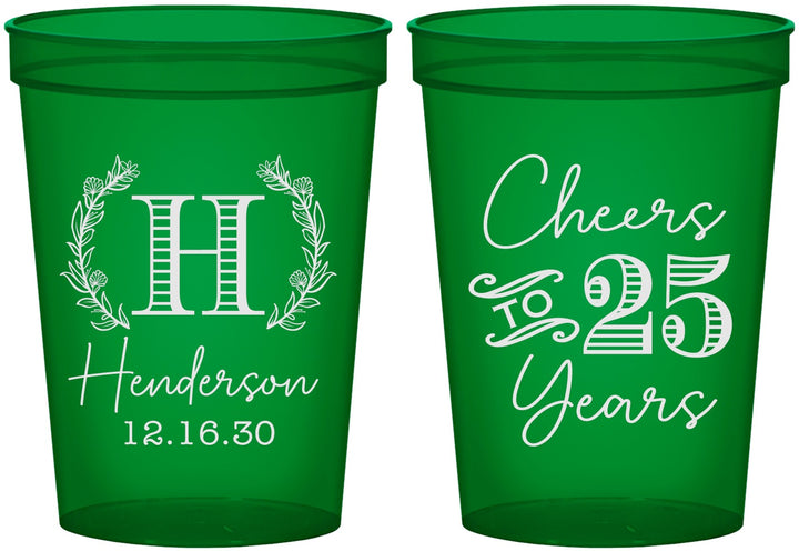 Custom Anniversary 16 oz Translucent Cups - Cheers To 25 Years | 80002