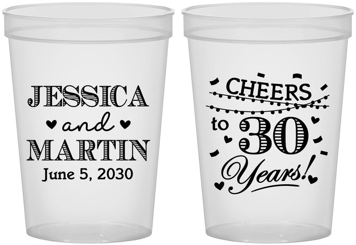 Custom Anniversary 16 oz Translucent Cups - Cheers To 30 Years | 80003