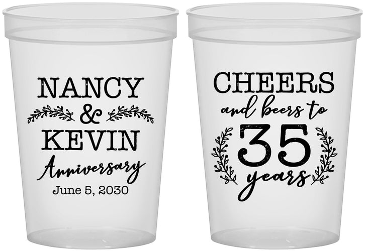 Custom Anniversary 16 oz Translucent Cups - Cheers To 35 Years | 80004
