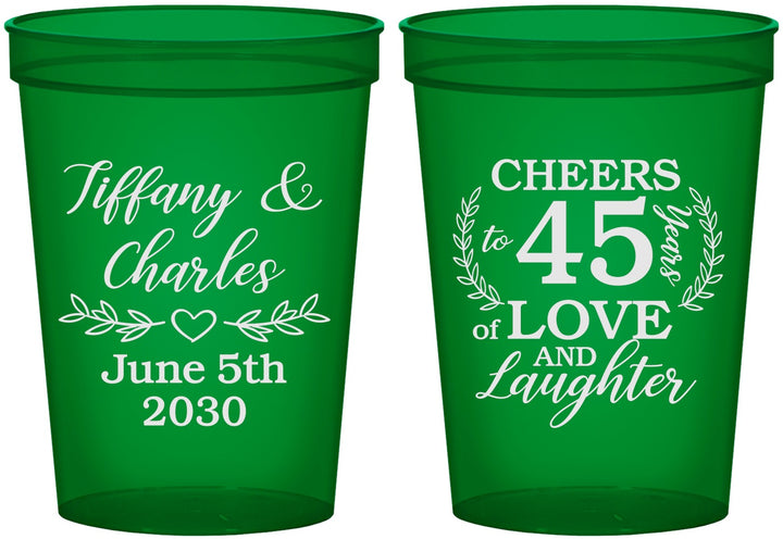 Custom Anniversary 16 oz Translucent Cups - Cheers To 45 Years | 80006