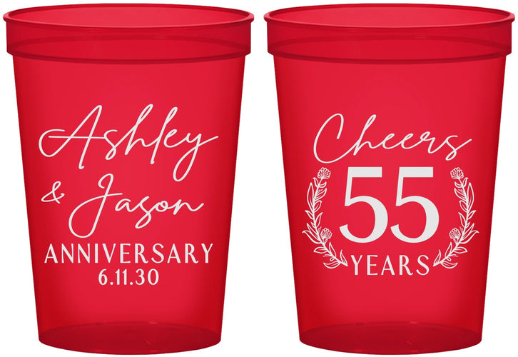 Custom Anniversary 16 oz Translucent Cups - Cheers To 55 Years | 80008