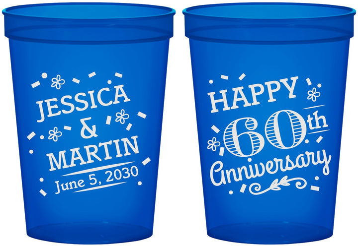 Custom Anniversary 16 oz Translucent Cups - Cheers To 60 Years | 80009