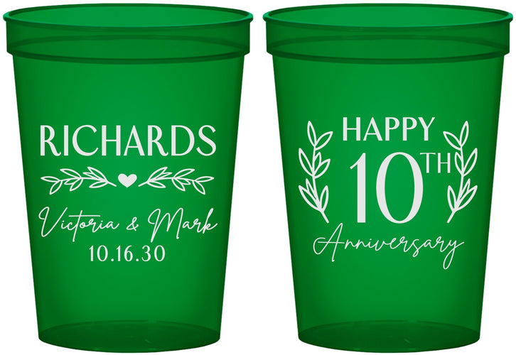 Custom Anniversary 16 oz Translucent Cups - 10th Wedding | 80010