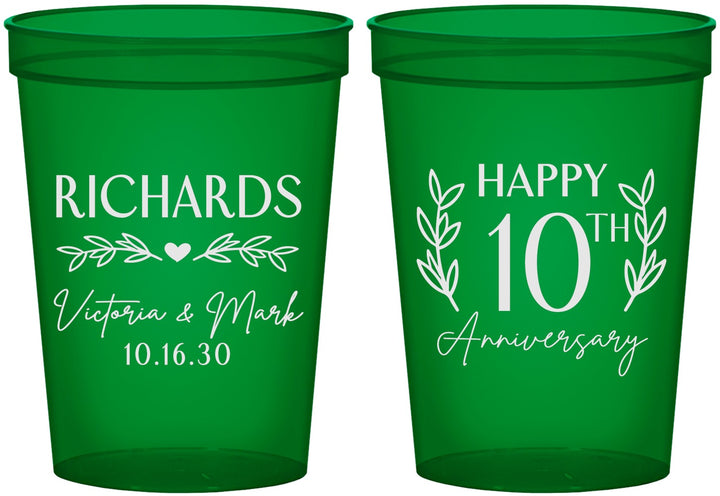 Custom Anniversary 16 oz Translucent Cups - 10th Wedding | 80010
