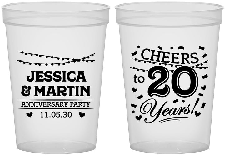 Custom Anniversary 16 oz Translucent Cups - Cheers To 20 Years | 80011