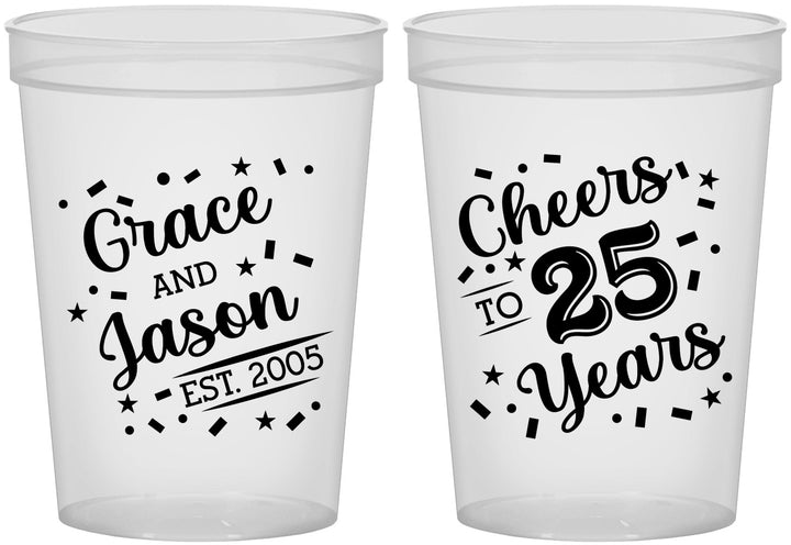 Custom Anniversary 16 oz Translucent Cups - Cheers To 25 Years | 80012