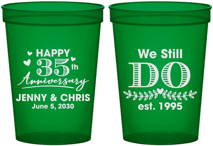 Custom Anniversary 16 oz Translucent Cups - 35th Wedding | 80014
