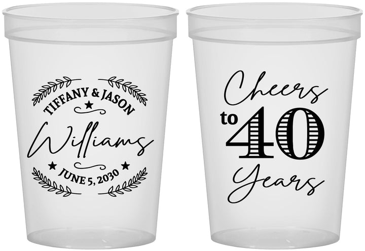 Custom Anniversary 16 oz Translucent Cups - Cheers To 40 Years | 80015