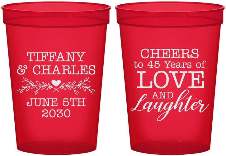 Custom Anniversary 16 oz Translucent Cups - Cheers To 45 Years | 80016