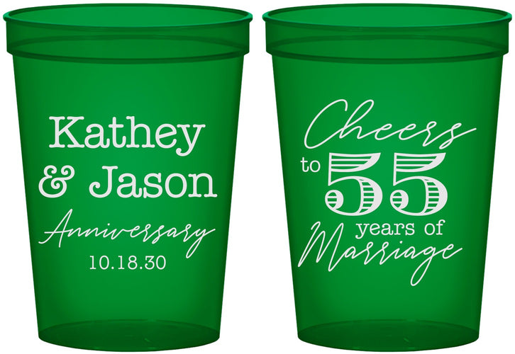 Custom Anniversary 16 oz Translucent Cups - Cheers To 55 Years | 80018