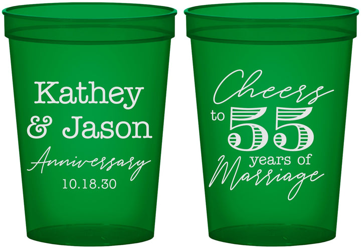 Custom Anniversary 16 oz Translucent Cups - Cheers To 55 Years | 80018