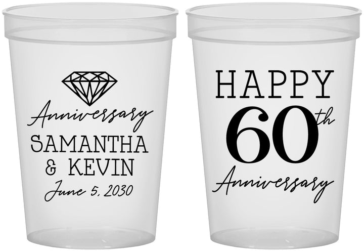 Custom Anniversary 16 oz Translucent Cups - 60th Wedding | 80019